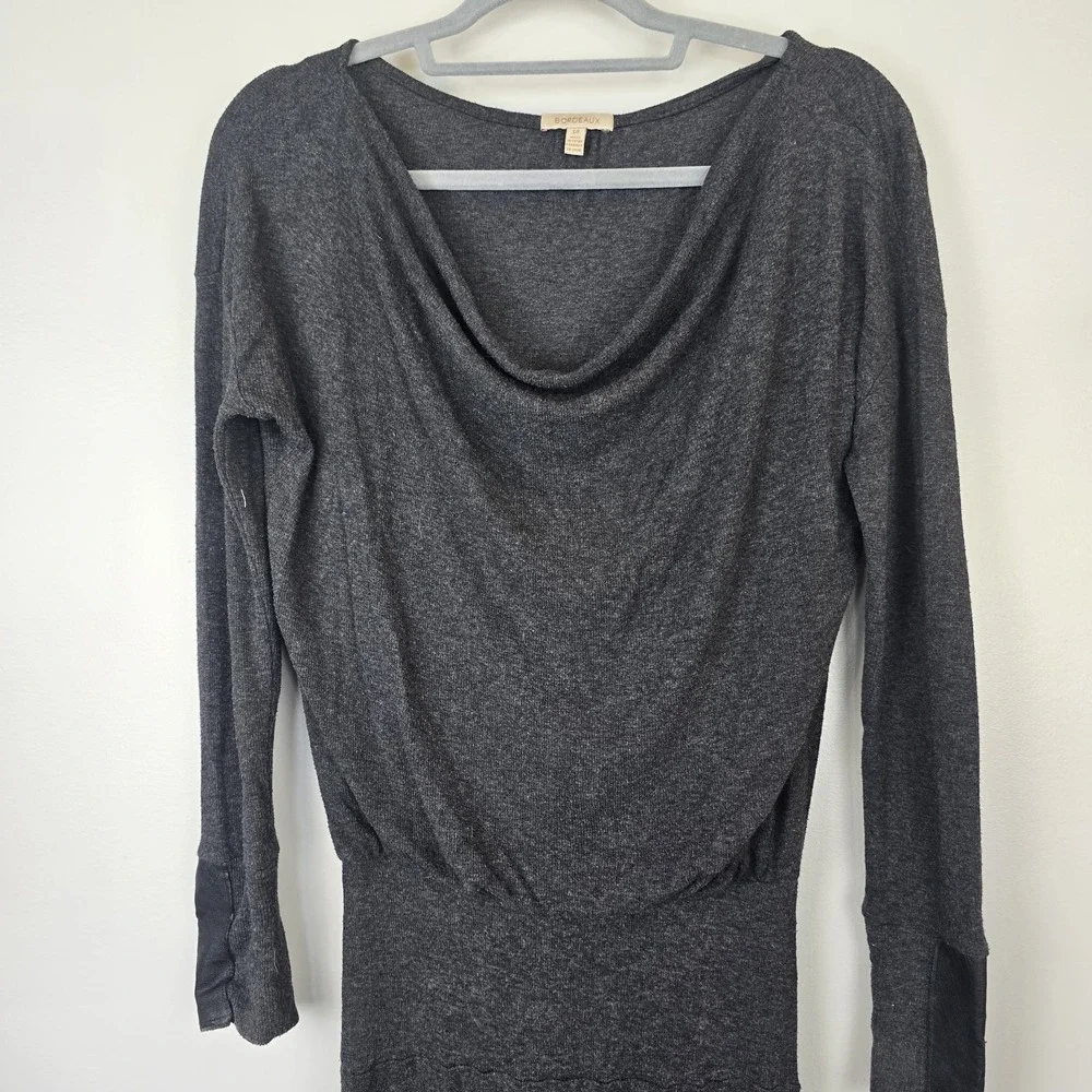 Bordeaux‎ Gray Sz Small Maxi Long Sleeve Dress.C73
